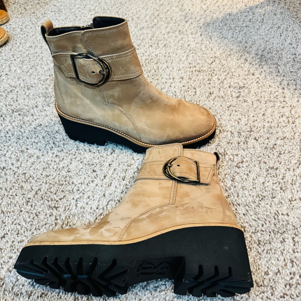 NWOB Paul Green Tan Nubuck Leather Buckle Ankle Dynamic Boot EU 4.5/US 7 - Picture 4 of 10